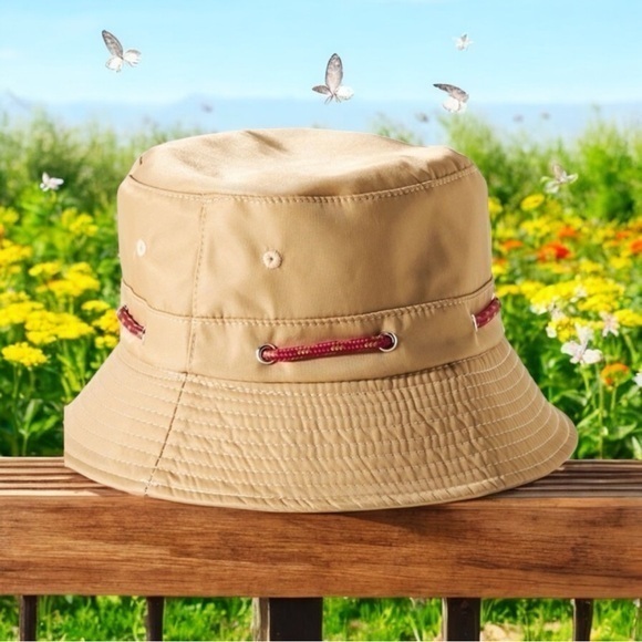 Anthropologie Accessories - Anthropologie Khaki Colored Nylon Bucket Hat